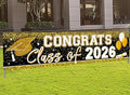 Large Congrats Grad Banner Gold Class of 2026 Banner Backdrop Graduation 2026 Yard Sign for Graduation Party Supplies Graduation Decorations 2026 (Gold)