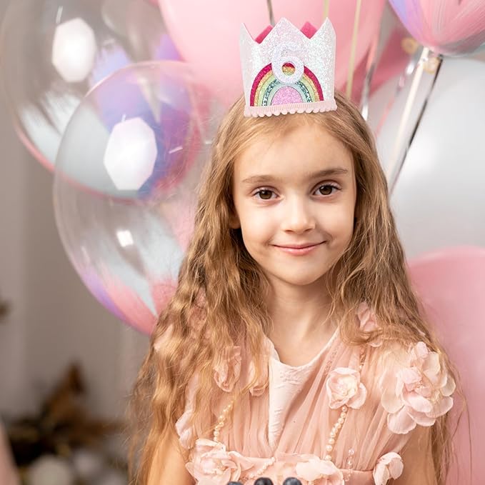 6 Year Old Girl's Rainbow Princess Tiara Birthday Crown, Party Accessories and Gifts