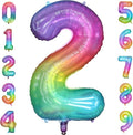 40 Inch Rainbow Number Balloon 2, Large Number Foil Balloons Mylar for Girl Boy Birthday Party Celebration Decorations Supplies, Digital Balloons for Wedding Anniversary Events Decorations