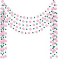 Outus 5 Pieces Pink,Green Round Dots Garland Easter Graduation Party Hanging Decor Each Length 13.1ft Glitter Paper Dot Streamers for Birthday Wedding Classroom