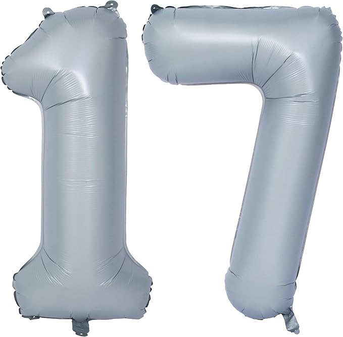 40 In Matte gray Number Balloons Helium Foil Mylar Balloon Birthday Party banquet Decoration 17
