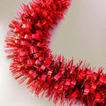 33Ft Christmas Tinsel Garland Shiny Thick Tinsel Xmas Tree Decorations Metallic Twist Foil Red Garland for New Year Parties Valentines Day Easter Parade Floats Indoor Outdoor Supplies - Red