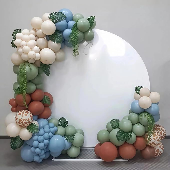 Sage Green Brown Balloon Arch Garland Kit, Olive Green Cream Nude Safari Balloons Brown Coffee Beige Light Blue Giraffe Print Balloons for Jungle Hunting Woodland Birthday Baby Shower Wild Decorations