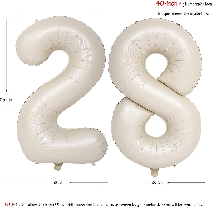 40 In Cream white Number Balloons Helium Foil Mylar Balloon Birthday Party banquet Decoration Digital 28