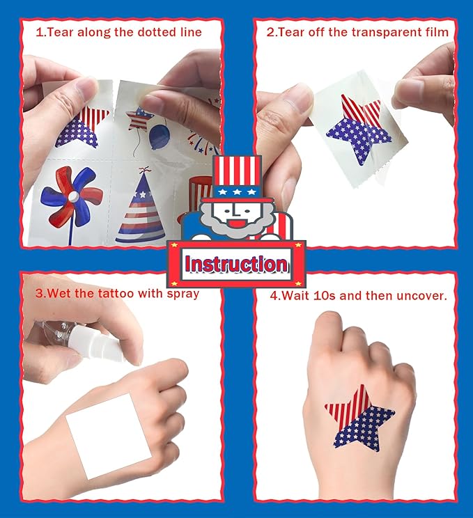 4th of July Outfits for Women - 4th of July Temporary Tattoos, 120 PCS USA Flag Patriotic Tattoos, USA Flag, Fireworks, Eagle, Statue of Liberty, Independence Day, Memorial Day