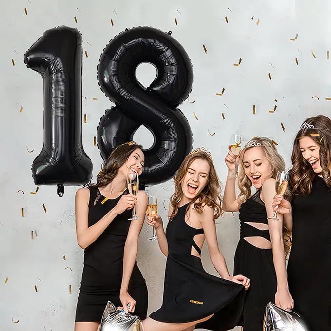 Number Balloons Black Party Balloon - Giant Number 1 Balloon, 40 Inch Large Balloon for Birthday Decorations, Black Party Supplies for Men Women