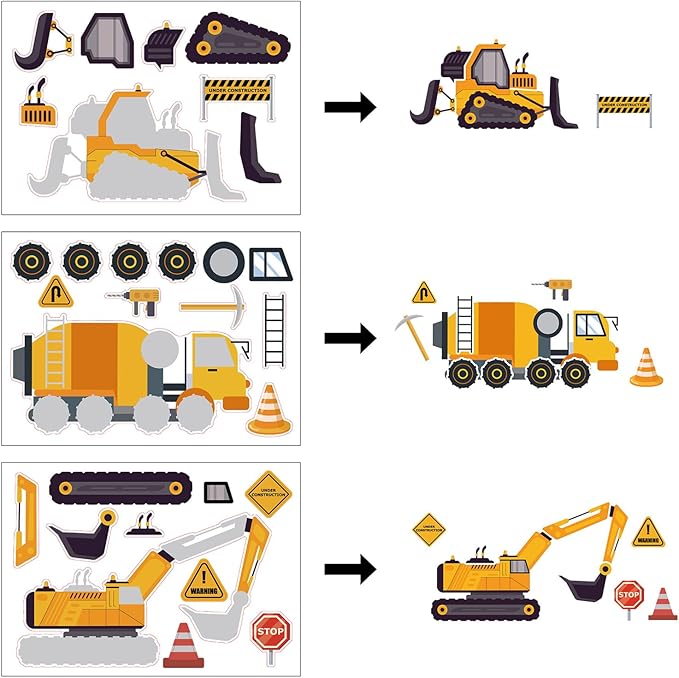 24 Sheets Construction Truck Stickers Make Your Own Truck Stickers Boys Birthday Party Favors Construction Themed Goodie Bag Stuffer Children Exchange Gifts
