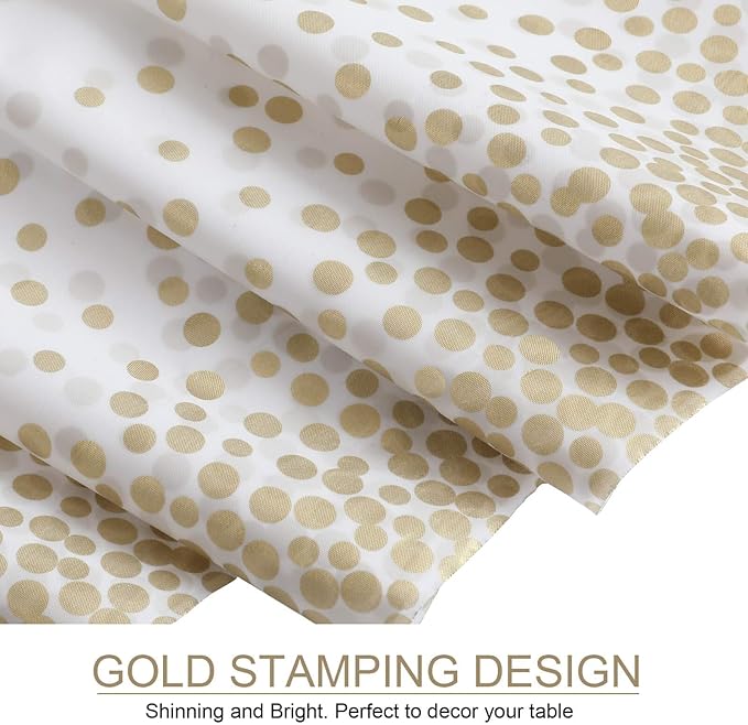 Gexolenu 4 Pack White & Gold Dot Plastic Tablecloth for Rectangle Tables(54" x 108"), Disposable Table Cloth for Birthday, Wedding, Baptism Decorations, Engagement Party Decorations