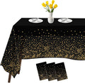 Tablecloths for Rectangle Tables, 3 Pack 54" x 108" Plastic Table Cloth Disposable Table Covers Engagement Party Decorations, Black Gold Dot Tablecloths Disposable Tablecloth for Weddings Buffet Table