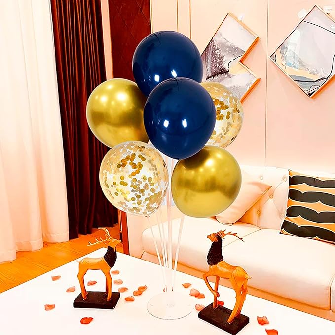 4 Set Blue Gold Balloon Stand Balloon Centerpieces Table Decorations for Birthday Wedding Anniversary Retirement New Years Graduation Decorations Class of 2026