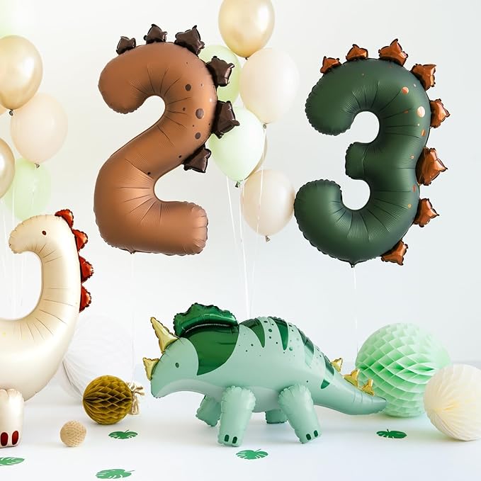 Dinosaur Number 3 Balloon PartyDeco 36 Inch Three Rex Balloons 3 Years Old Birthday Decorations Boy Dinosaur Third Birthday Party Supplies