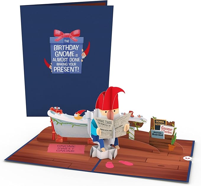 Lovepop Happy Birthday Pop-Up Card for Her and Him- 3D Humor Birthday Greeting Cards for Boys, Girls, Men, Women - Almost Done - 5" x 7" Gnome Card - Blank Note Card & Envelope Included