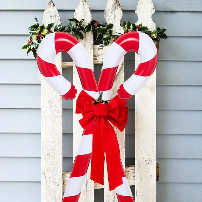 QIFU 3pcs 35 Inch Inflatable Christmas Candy Cane for Christmas Decorations, Indoor Outdoor Holiday Yard Xmas Decorations Gift Party Favor for Home