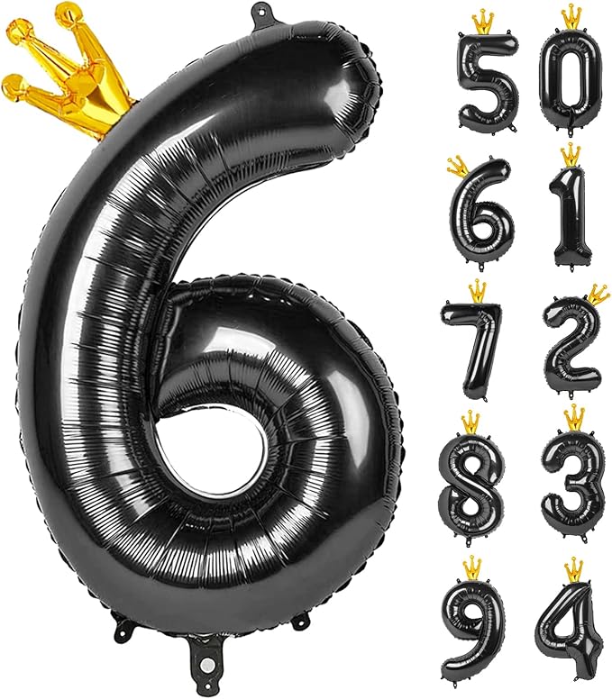 Black 6 Balloon, 40 Inch Number Balloon, wednesday Party Decorations, Black Party Supplies 6th Balloons for Birthday, 6 Birthday Balloon, Number 6 Balloon.