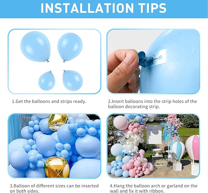 Light Blue Balloons Latex Balloon 5 10 12 18inch Different Sizes 103pcs Matte Baby Blue Sky Blue Balloons Kit for Kids Birthday Party Decoration Balloon Garland Baby Shower Wedding Holiday