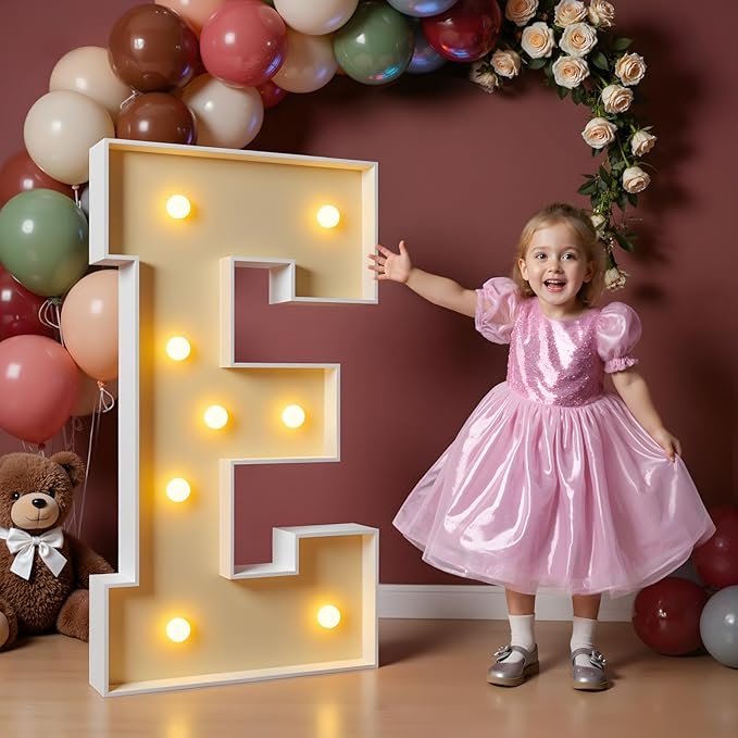 imprsv 3FT Block Marquee Letters Light Up Letters for Birthday Baby Shower Party Backdrop Decor, Large Light Up E for Wedding Decorations Engagement Party Decorations