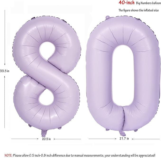 40 In Matte Purple Number Balloons Helium Foil Mylar Balloon Birthday Party banquet Decoration Digital 80