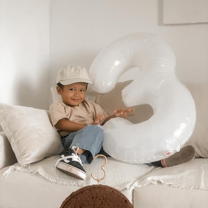 White Number 8 Balloon 40 Inch, 8 Balloon Number, 8th Birthday Decorations, White Party Supplies for Boys Girls