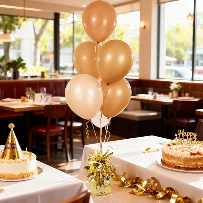 Aluminum Foil Balloon Weights for Parties (24 pcs) - 0.31lb (140g) Each - Premium Balloon Anchors for Birthday, Wedding, Dinner, Indoor & Outdoor Decorations(Light Gold 24pcs)