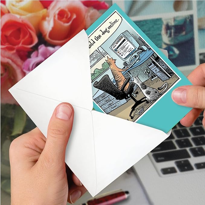NobleWorks - Funny Dog and Cat Lovers Birthday Greeting Card with 5 x 7 Inch Envelope (1 Card), Kitten, Puppy, Bday Sold The Dog C7859BDG