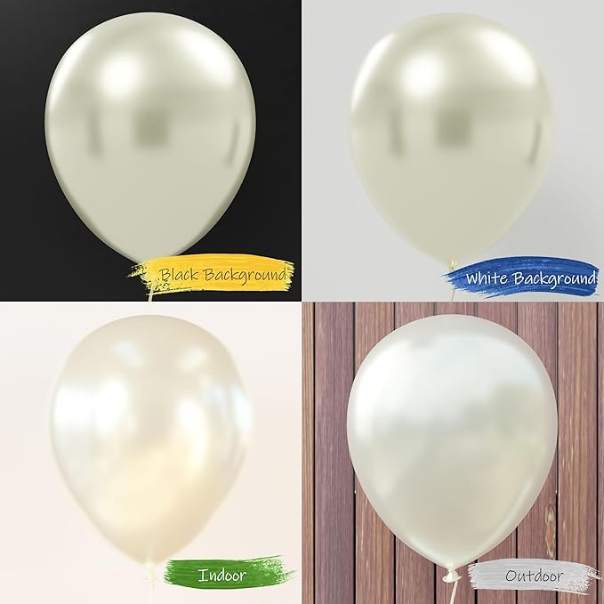 AFTERLOON® Biodegradable Balloons 24 pcs Pearlized White 10 Inch Pearl Color, Pearlescent Thickened Extra Strong Natural Latex Helium Float, Colorful Bulk Color Globos Para Decoration De Fiestas Kids