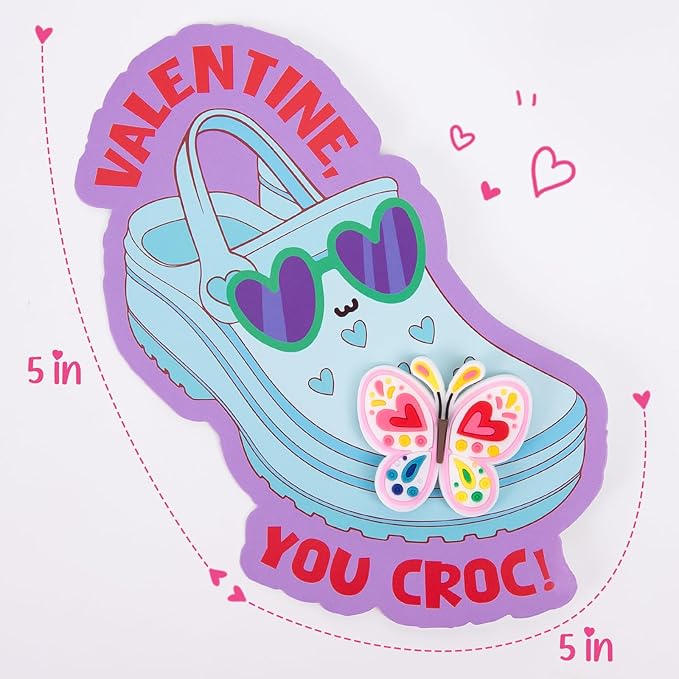 Valentines Day Cards for Kids School - Valentines Gifts for Kids - 36 Valentine Cards with Shoe Charms Bulk - Funny Valentine Exchange Card for Boys Girls Toddler Class Classroom Gift Party Favors