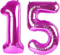 40 Inch Large 15 Balloon Numbers Rose Purple Big Foil Number Balloons Giant Helium Happy Birthday Party Decorations for Man and Women, Huge Mylar Anniversary Party Supplies