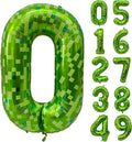 Green Number Balloons, Gaint Green Pixel Number 0 Balloon 40 Inch Dark green 0 Balloon for Boys Girls Kids Birthday Party Decoration