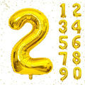 16 In Gold Large Numbers Balloons 0-9, Self Inflating Number 2 Balloons for Boys Girls, Big Gold Digit 2 Balloons for Women Men Birthday Party Anniversary Wedding Supplies Decorations