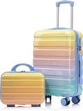 Hardside Luggage, Durable ABS Suitcase with Spinner Wheels Rainbow