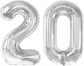 Silver 40 Inch 20 Number Balloons, 20 Decorations for 20 Birthday, Foil Giant Birthday Graduations Anniversary Party Balloons