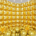 50pcs Metallic Gold Square Foil Balloons Wall Backdrop with 79pcs Metallic Gold Balloon Garland Arch Kit, Double Sided Balloon Tunnel for Anniversary Graduation Birthday New Year Decorations