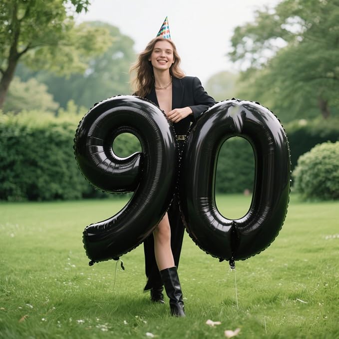 40 Inch Large Black Number 9 Balloons Foil Balloons 19th 39th 49th 59th 69th Giant Number Balloons for Men Women Birthday Party Anniversary Celebration Decorations