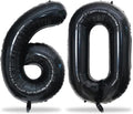 60th Birthday Balloons Black for Women, 40 Inch Giant Mylar Foil Number 60 Balloons Self Inflating, Black Digit 6 & 0 Helium Balloons for Men 60th Anniversary Party Decorations Supplies