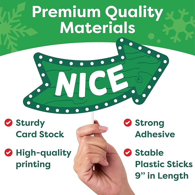 Christmas Photo Booth Props 38pc Set - Christmas Party Decorations, Party Favors, Games & Supplies for Kids Adults - Christmas Photo Props Backdrop Table Decorations Accessories