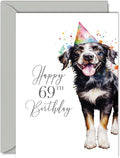 69th Birthday Cards for Women Men - Party Dog - Happy Birthday Card for 69 Year Old Woman Man Grandma Grandpa Mom Dad Auntie Uncle Cousin, A5 Bday Greeting Cards