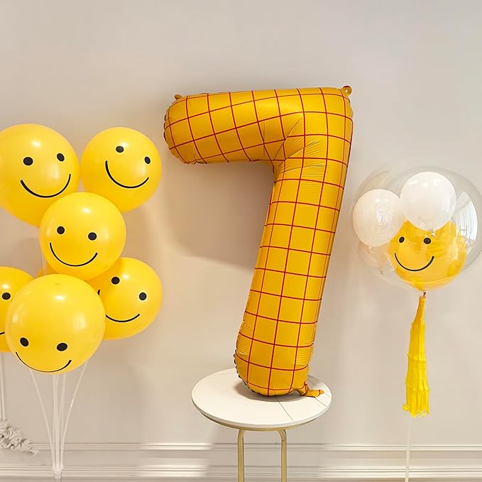 40" Matte Yellow Balloons Toy Inspired Story Theme party Supplies, Number Birthday Decoration, Cowboy Decorations Western, Cowgirl Party Balloon Digital 7