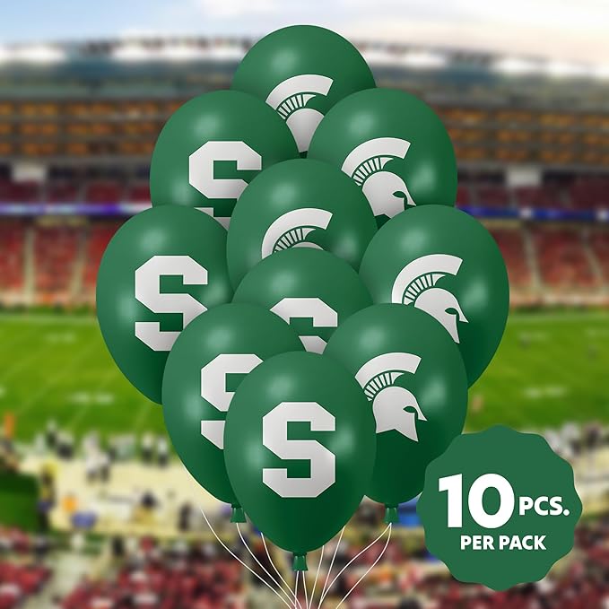 Michigan State Spartans Balloons 10 Pack 11" Official Licensed Logos, Helium Quality Latex Balloons, Perfect for College Football Team Celebration, Decorated Front and Back by Westrick