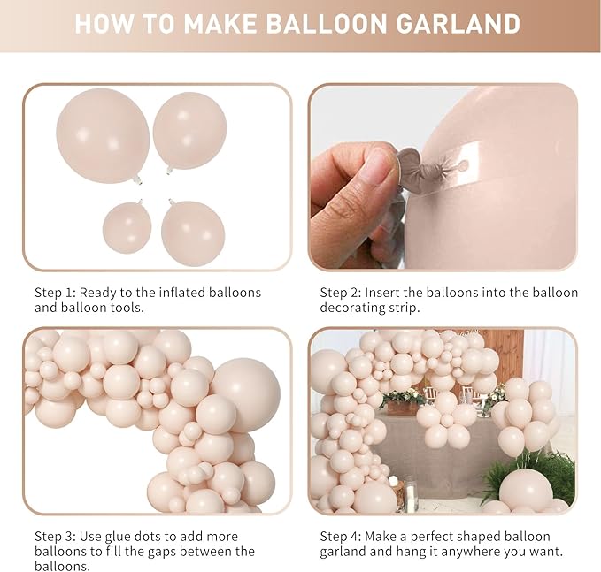 Double Stuffed Blush Balloons Cream Balloon Different Sizes 18 12 10 5inch Nude Balloon Garland Arch Pastel Pale Pink Peach Beige Latex Balloons for Birthday Decoration Wedding Bridal Bachelorette