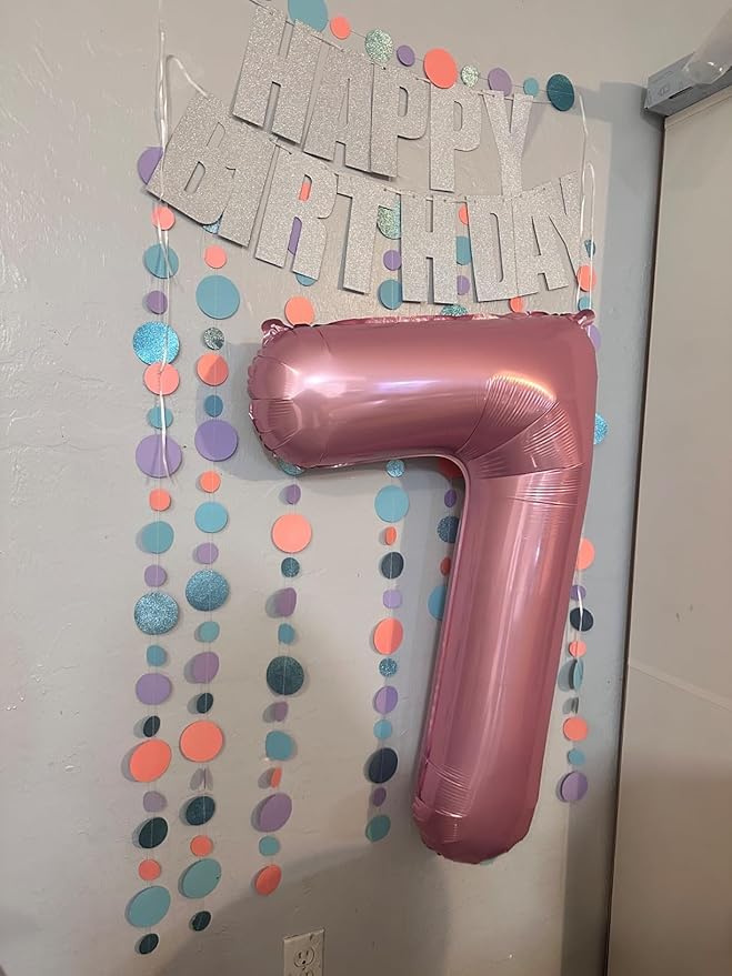 40 Inch Number 7 Balloon, Pink Seven Birthday Decor, 7 17 27 70 Year Old Balloon Number for Engagement, Wedding, Graduations