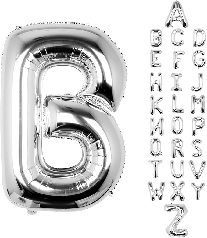 Letter Balloons 40Inch Large Giant big Foil Mylar Silver Balloons B for Birthday Party Decorations