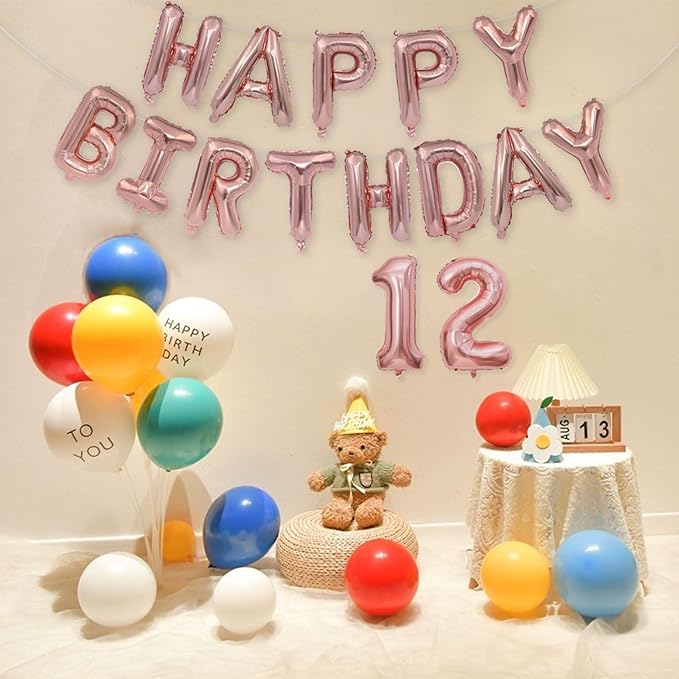 2 Set 20 Pcs Number Balloons 16 Inch Rose Gold 0-9 Number Mylar Foil Balloons Rose Gold Custom Digital Balloons for Birthday Party Engagement Graduations Anniversary Baby Shower Decor Party Supplies