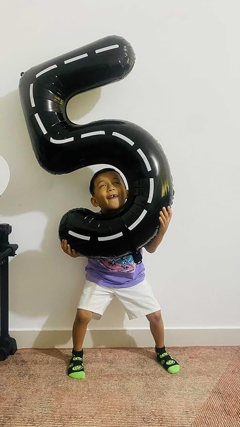 Race Car 9 Balloon, Number Balloons 40 Inch, 9th Black Giant Birthday Decorations for Boys, 19th 29th Party Decorations Supplies, Number 9 Balloon