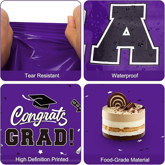 2 Pack Graduation Tablecloth - Congrats Grad Table Cloths, Plastic Disposable Rectangle Purple Class of 2026 Table Cover for Graduation Tables Decorations Party Decor Supplies Favors,108 x 54 Inch