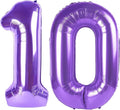 40 Inch Purple Number 10 Digital Balloon,Jumbo Mylar Foil Helium Balloon for 10 Balloons for Birthday Party,Wedding Anniversary Party Decorations