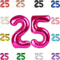 25 Balloon Number, Hot Pink Number 25th Birthday Balloons 40 Inch, 25 or 52 Years Old Hot Pink Birthday Decorations for Men Women, 25th Anniversary Decorations