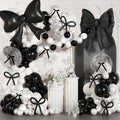 Black and White Balloons Arch Kit,JOGAMS 187Pcs White Black Bow Birthday Party Decorations with Bow Double Stuffed Pearl White Balloons Ribbon Pearl Stickers for Birthday Bachelor Bridal Baby Shower