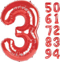 Red 3 Balloon, Number Balloon 40 Inch, 3rd Three Year Old Birthday Deco for Red Party Decorations, Number 3 Balloon