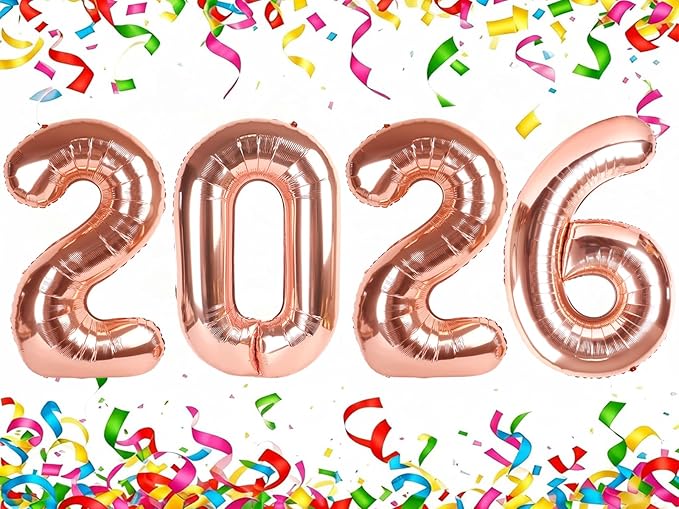 Rose Gold 40 Inch 2026 Balloon Numbers, 2026 Number Balloons Decorations for New Years Eve Party, Foil Giant Decorations for Nye Decor Party Graduations Supplies