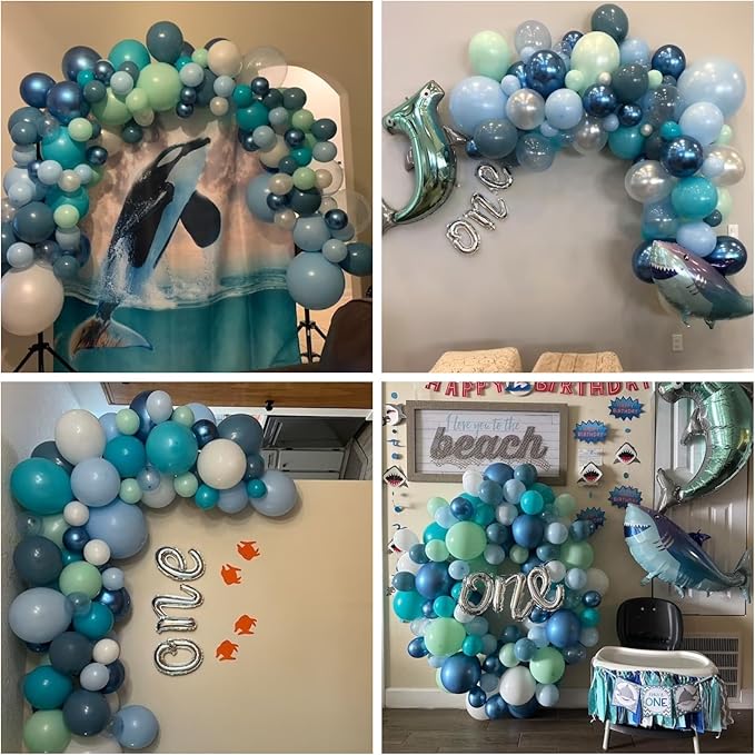 Slate Blue Balloons 60pcs 5inch Small Dark Teal Blue Dusty Blue for Balloon Garland Arch 5'' Round Mini Retro Ocean Sea Blue Latex Balloon for Birthday Party Decoration DIY Bear Baby Shower Wedding